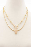 Oval Stone Toggle Clasp Layered Necklace